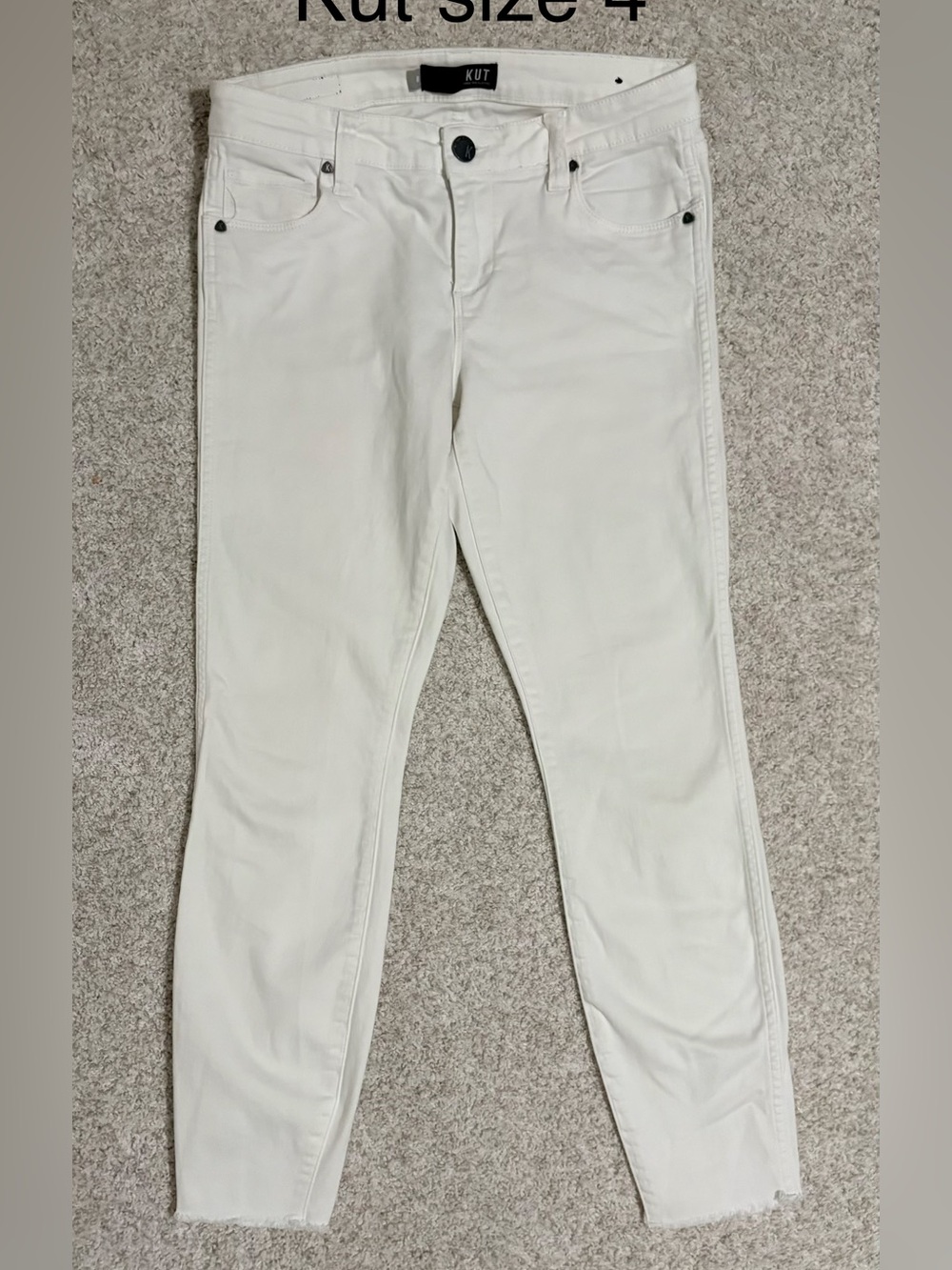 KUT From The Kloth White Skinny Raw Hem Jeans Size 8
